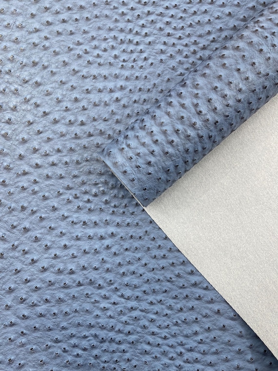 Coppen Blue Ostrich Embossed Vinyl Fabric: 54" Wide Faux Leather Upholstery