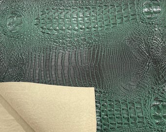 Tissu d'ameublement vert chasseur imitation crocodile - 54" de large