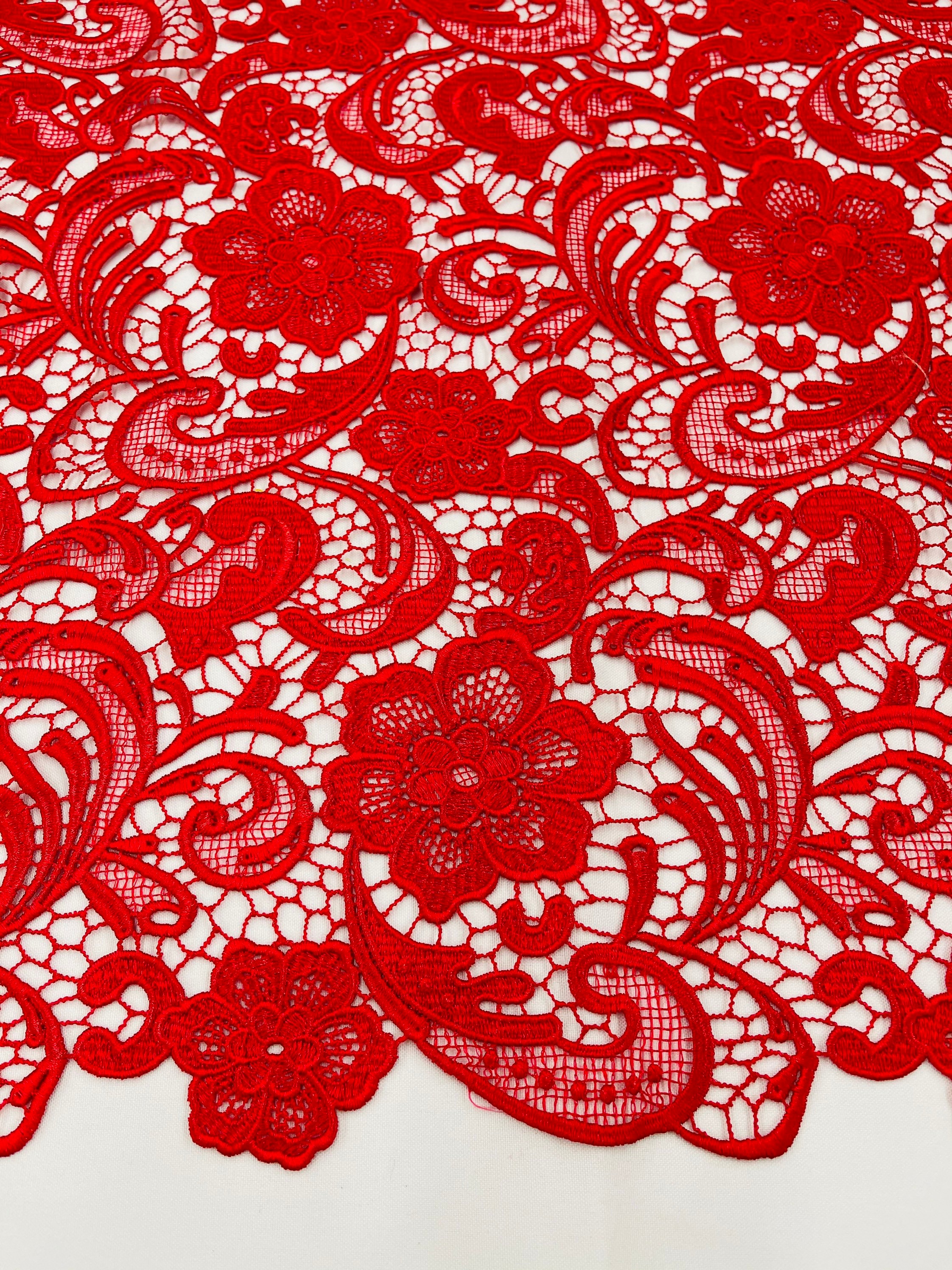 Mia Fabrics Inc, Red Guipure Lace Fabric Floral Bridal Lace Guipure Wedding  Dress by the Yard pick a Size 