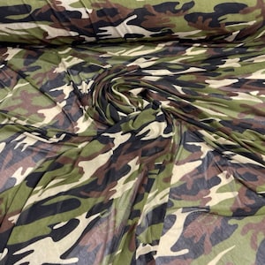 Camouflage Design Print on Power Mesh Fabric 60&quot; Wide, 4 Way Stretch Sold By The Yard (Free Shipping)