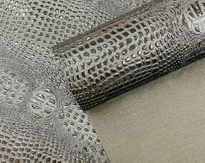 Black Gator 3D Embossed Vinyl Fabric Faux Fake Leather Vinyl Fabric, Embossed Crocodile Fabric By The Yard Upholstery Purses Shoes