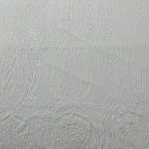 Tecido Lantejoulas Branco | Lantejoulas com design de damasco grande e extravagante de 4 vias em tecido de vestido de gala de baile de malha spandex por quintal