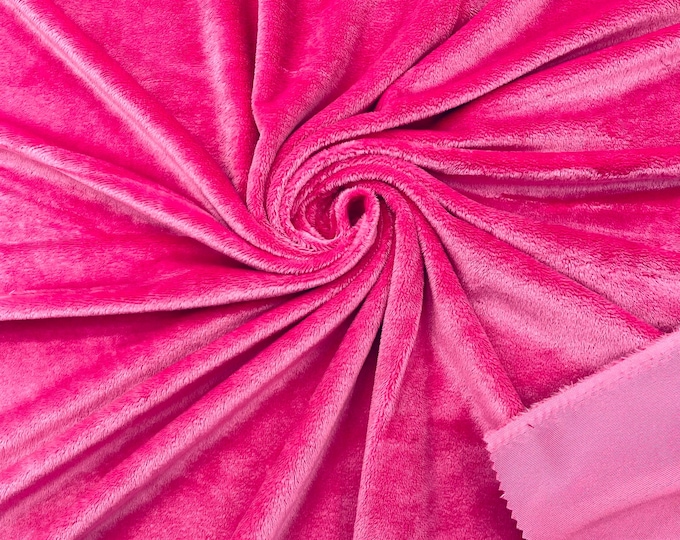 Hot Pink Minky Fabric By The Yard, Ultra Soft Fabric, 3.mm Pile, 2 Way Stretch Minky Fabric, 60” Wide Used for Blanket