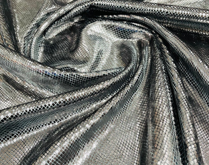 Charcoal Snake Skin On Stretch Velvet - Sold By The Yard - 58"/60" Snake Velvet Spandex Fabric