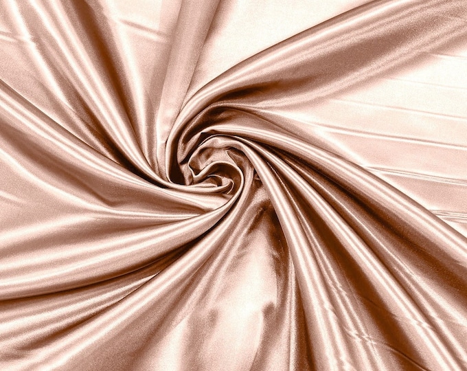 Rose Powder - 60" Shiny Heavy Bridal Satin Fabric for Wedding, Gala, Prom Dress Sold By Yard