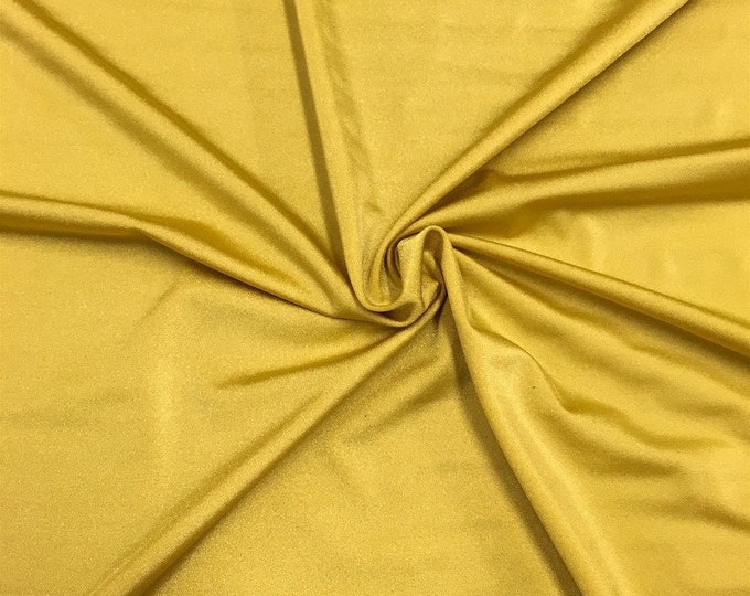 Gold Shiny Milliskin Nylon Spandex Fabric 4 Way Stretch Prom-Gown-Dress, 58" Wide Sold by The Yard (Pick a Size)
