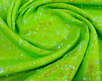 Neón Green Sequin Fabric Mini Glitz Sequins, Sequin Fabric Dresses-Nightgowns (Choose The Quantity)