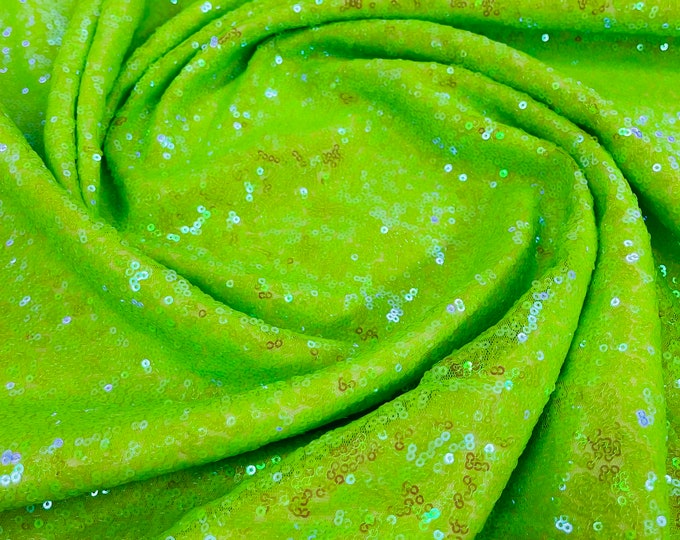 Neón Green Sequin Fabric Mini Glitz Sequins, Sequin Fabric Dresses-Nightgowns (Choose The Quantity)