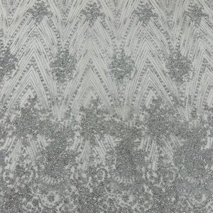 Silver Glitter Mesh Fabric 2.5