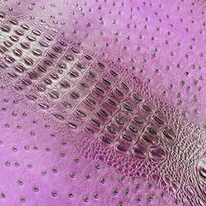 Purple Ostrich Gator Embossed Vinyl Fabric By The Yard, 2 Tone Crocodile Ostrich Vinyl Leather Upholstery, Purses Shoes Wallets