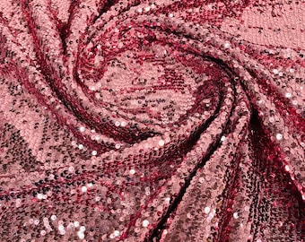 Dusty Rose Sequins Taffeta Fabric: 5mm Embroidery (58/60" Wide)