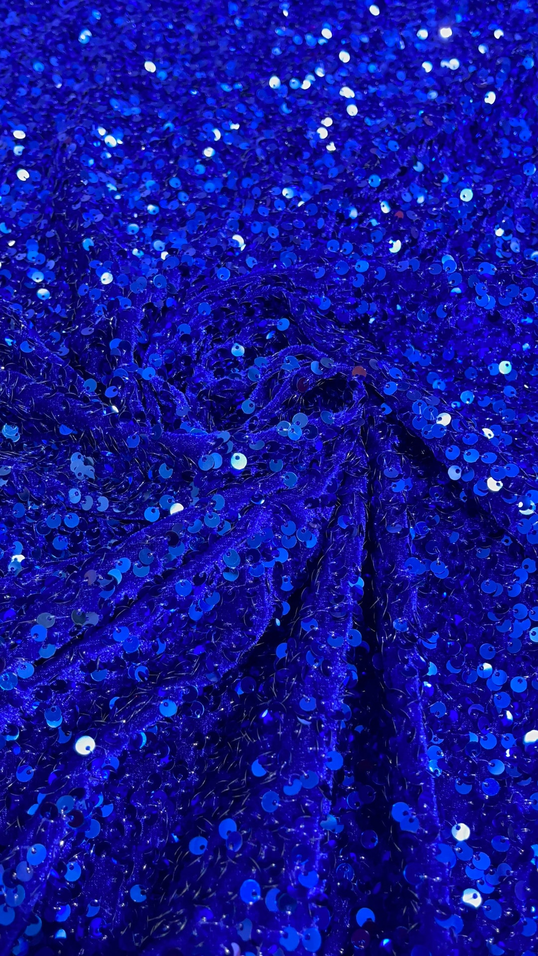 Royal Blue Sequin Fabric on Stretch Velvet by the Yard All Over 5mm ...