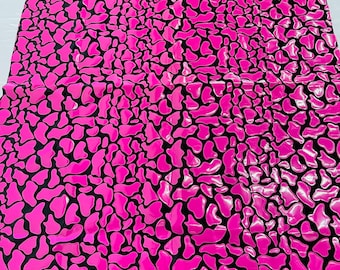 Hot Pink Sequins on Black Stretch Velvet Fabric - 58/60" Wide By The Yard