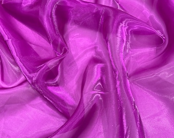 Magenta Liquid Organza Fabric: Glossy Sheer Organza Apparel Decor, 60" Wide By The Yard