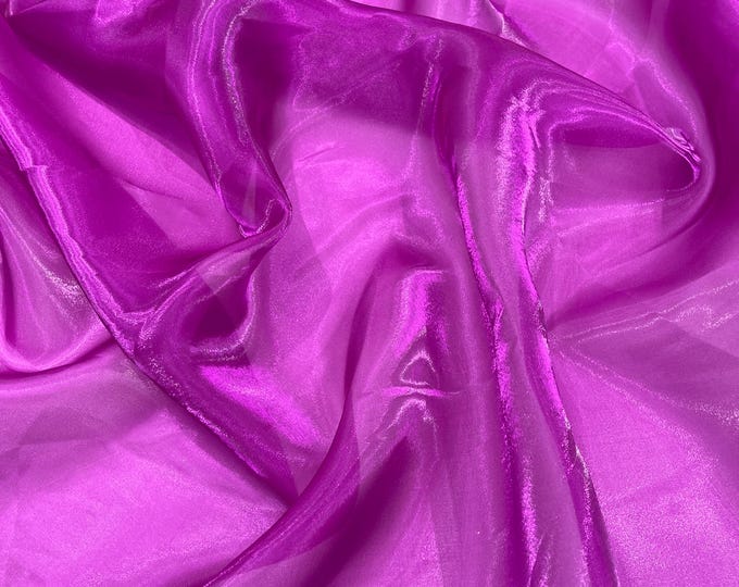 Magenta Liquid Organza Fabric: Glossy Sheer Organza Apparel Decor, 60" Wide By The Yard