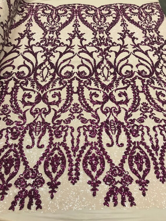 Magenta lace fabric best sale