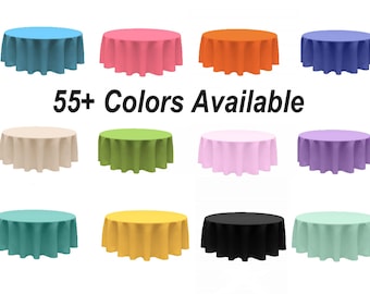 Solid Round Tablecloth - Different Sizes Round Full Table Cover Available in Different Colors