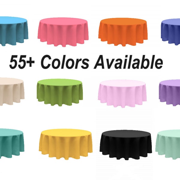 Solid Round Tablecloth - Different Sizes Round Full Table Cover Available in Different Colors