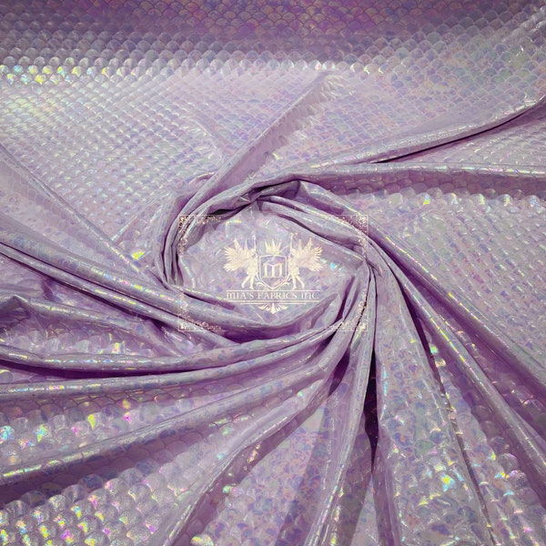 Mia's Fabrics Inc, Mermaid Design Lilac Iridescent Metallic Nylon Spandex 4-Way Stretch 58/60”, Sold By The Yard (Pick a Size)