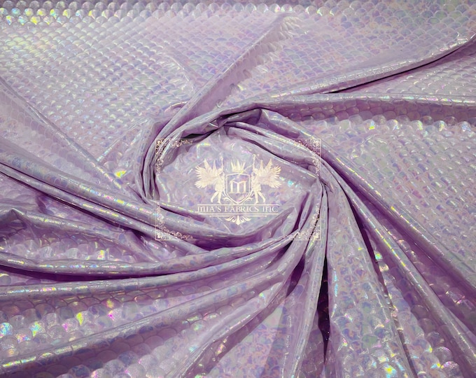 Mia's Fabrics Inc, Mermaid Design Lilac Iridescent Metallic Nylon Spandex 4-Way Stretch 58/60”, Sold By The Yard (Pick a Size)