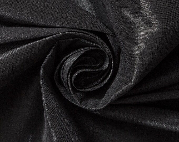Black Taffeta Stretch Fabric 2-Way Stretch, Spandex Polyester 58" Wide Sold by The Yard