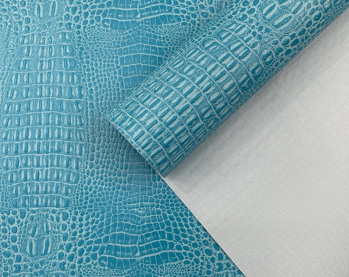 Turquoise Crocodile Marine Vinyl Fabric: Waterproof Outdoor Upholstery - Auto/Boat