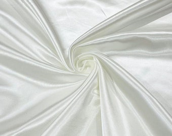 Ivory Bridal Satin Fabric: Shiny Polyester Charmeuse, 60" Wide, Sold By The Yard