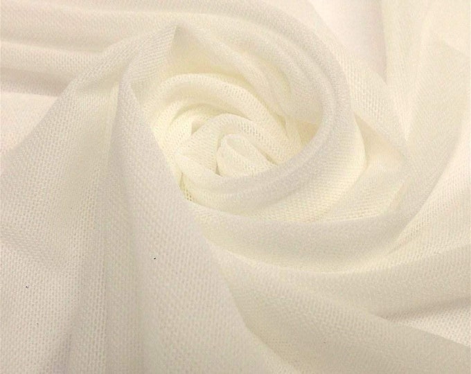 Ivory Power Mesh Fabric 60" Wide, Sold By The Yard ( Many Colors ) Free Shipping