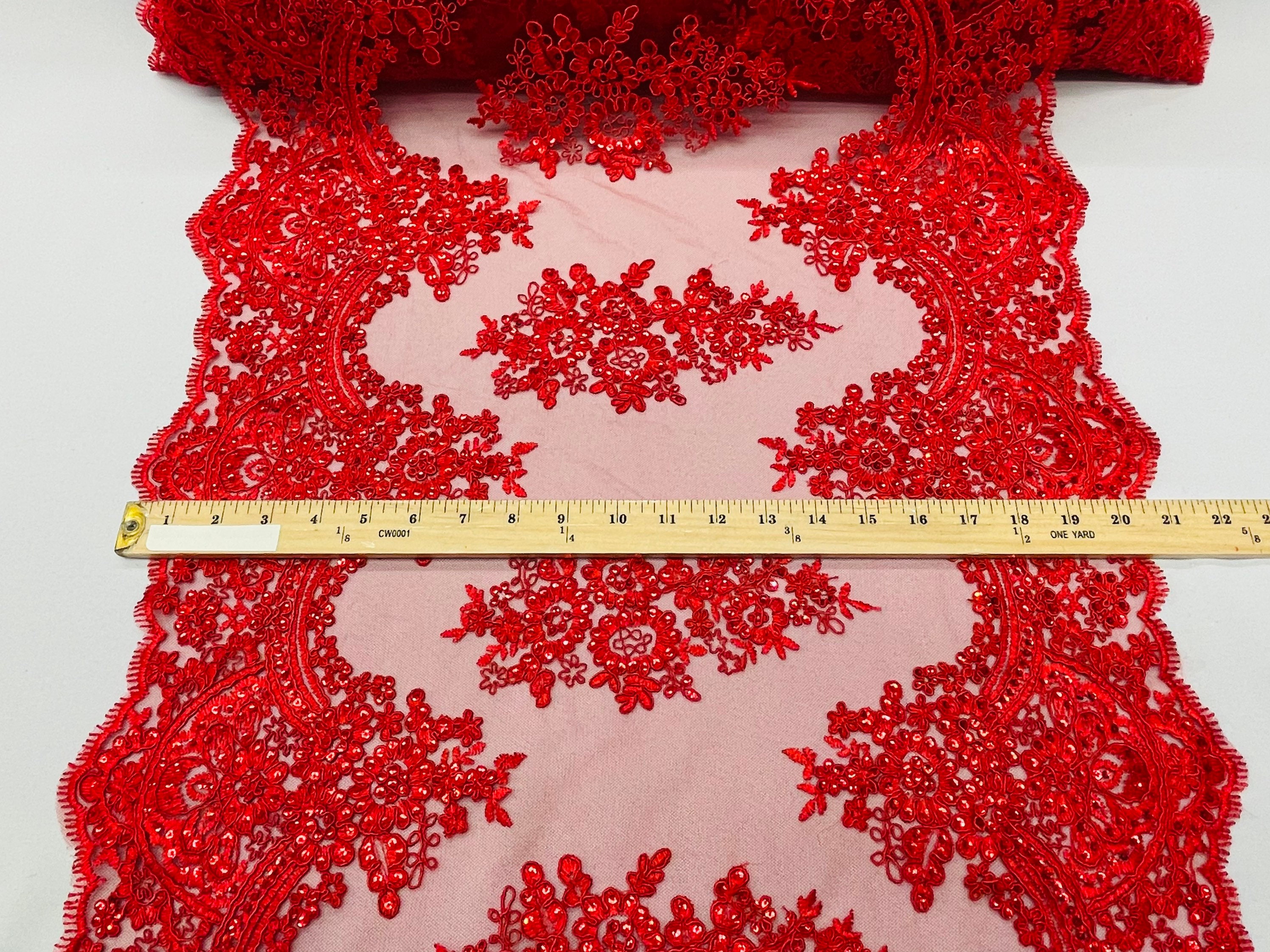 Red Lace Fabric 
