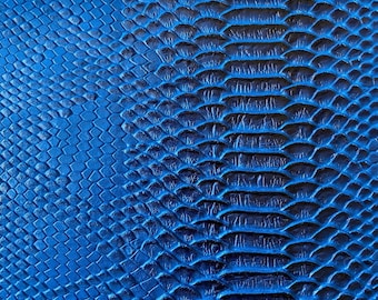 Royal Blue/Black Faux Viper Snake Skin Vinyl-faux Leather-3D Scales-sold Vinyl For upholstery  By The Yard