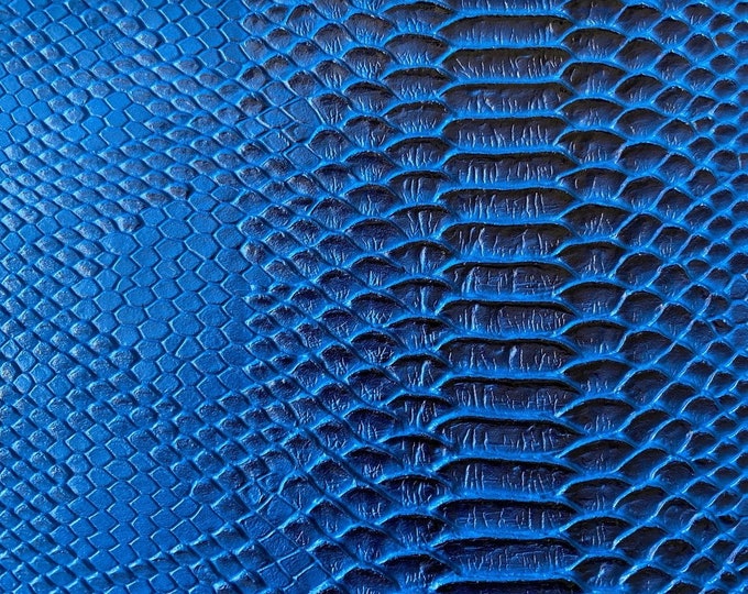 Royal Blue/Black Faux Viper Snake Skin Vinyl-faux Leather-3D Scales-sold Vinyl For upholstery  By The Yard