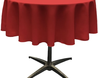 Red Polyester Round Tablecloth: Wrinkle Resistant Banquet Cloth