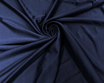 Navy Blue Shiny Spandex Fabric: 4-Way Stretch Milliskin, 58" Wide - By The Yard