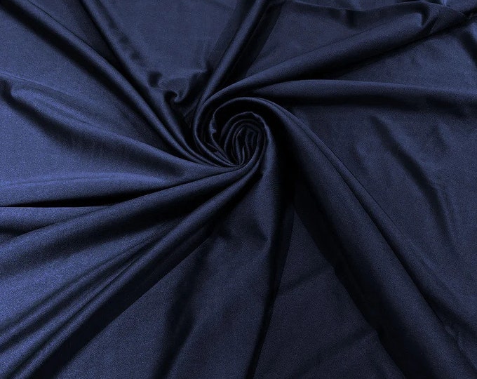 Navy Blue Shiny Milliskin Nylon Spandex Fabric 4 Way Stretch Prom-Gown-Dress, 58" Wide Sold by The Yard (Pick a Size)