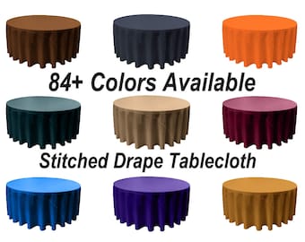 Solid Round Polyester Tablecloth: Drape Style, Multiple Colors