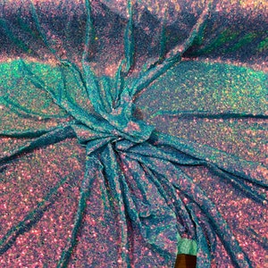 Iridescent Mini Glitz Sequin Fabric: Mint Spandex Mesh, 4-Way Stretch