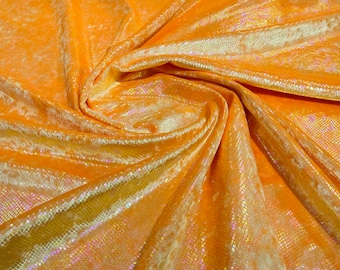 Orange Iridescent Snake Skin Stretch Velvet Spandex Fabric - 58"/60" By The Yard