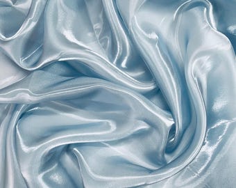 Coppen Blue Liquid Organza Fabric: Crystal Reflective Glossy Sheer Organza, 60" Wide By The Yard