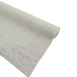 Weiß/Rosa Irisierendes Chunky Glitzer Vinyl | Bastelstoff vinyl stoff | Verkaufter Lagerbestand - Vinyl Glitzer Glitzer Stoff 150cm Breit Glitzer Vinyl
