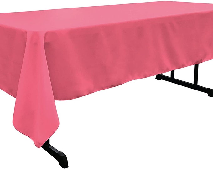 60" Wide Hot Pink Polyester Poplin Rectangular Tablecloth, Polyester Rectangular Cloth Table Covers for All Events (Pick a Size)
