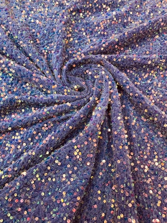 Iridescent Lavender Purple 18mm Round Sequin Fabric - OneYard