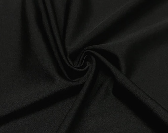Black Shiny Milliskin Nylon Spandex Fabric 4 Way Stretch Prom-Gown-Dress, 58" Wide Sold by The Yard (Pick a Size)