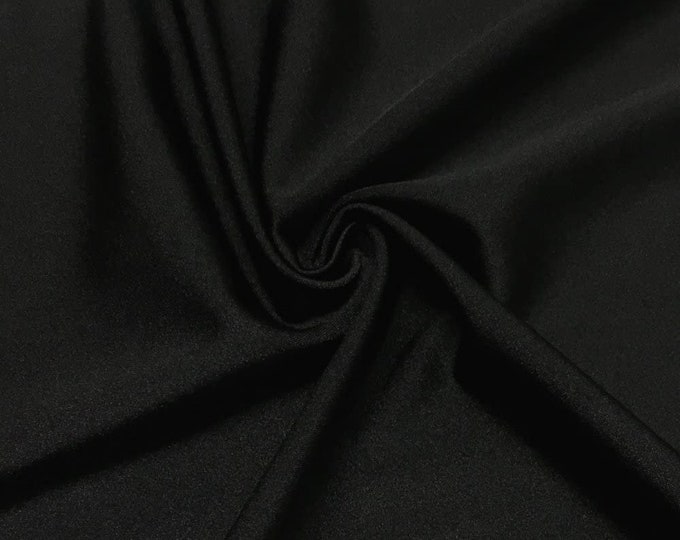 Black Shiny Milliskin Nylon Spandex Fabric 4 Way Stretch Prom-Gown-Dress, 58" Wide Sold by The Yard (Pick a Size)