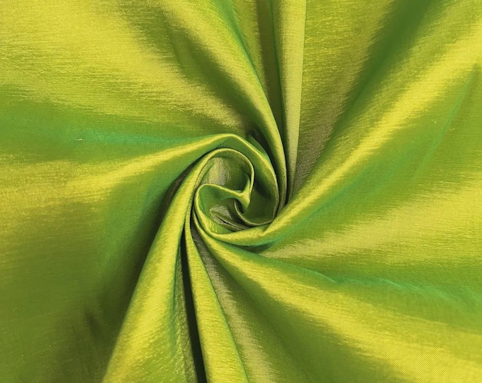 Lime Green Taffeta Stretch Fabric 2-Way Stretch, Spandex Polyester 58" Wide Sold by The Yard