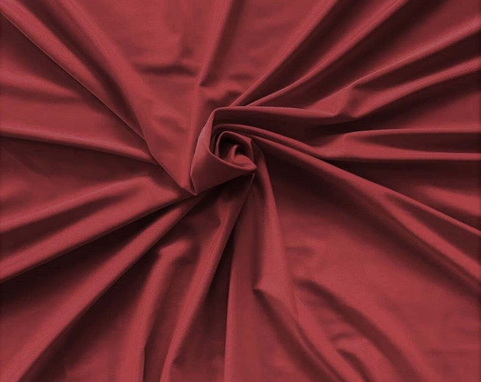 Burgundy Shiny Milliskin Nylon Spandex Fabric 4 Way Stretch Prom-Gown-Dress, 58" Wide Sold by The Yard (Pick a Size)