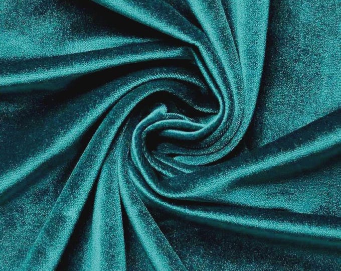 DK Teal Green Stretch Velvet Fabric: 60" Wide, Apparel, Costume Mia Fabrics