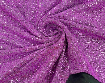 Lavender Sequin Lurex Fabric: 4-Way Stretch Spandex By The Yard