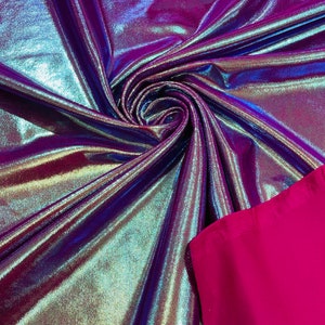 Magenta Mystique Nylon Spandex Iridescent Foggy Foil 4 Way Stretch 58/60”sold By The Yard
