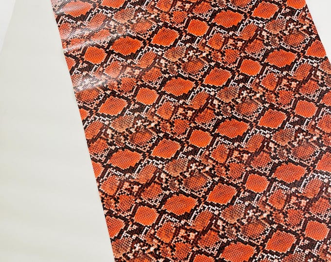 Tangerine Snake Skin Embossed Vinyl - Python Snake Upholstery Accessory Design Vinyl Faux Leather Sold by the Yard