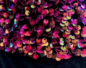 Iridescent Sequin Black Velvet Fabric: 5mm Sequins, 2-Way Stretch